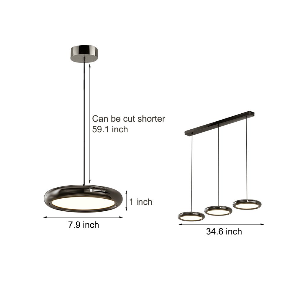 Modern Round Metallic LED Pendant Light - Black or Chrome Finish