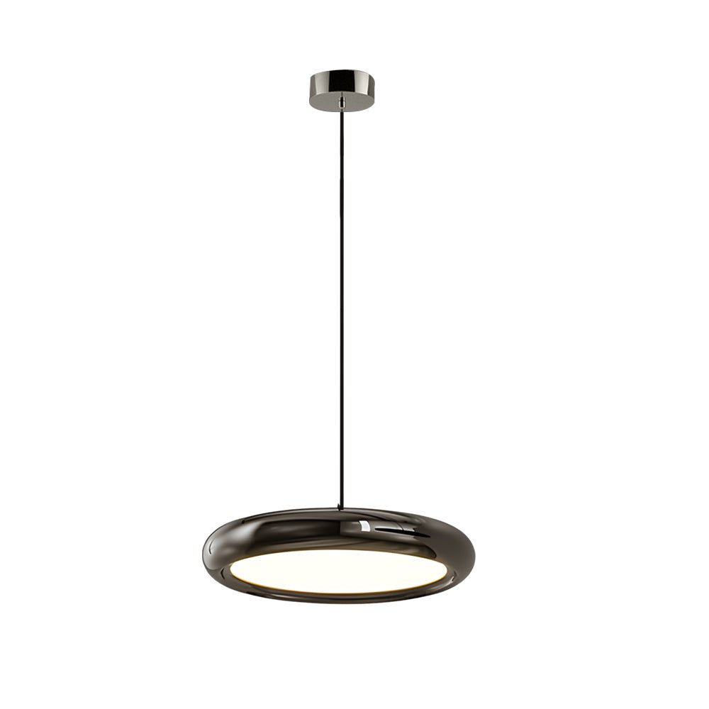 Modern Round Metallic LED Pendant Light - Black or Chrome Finish