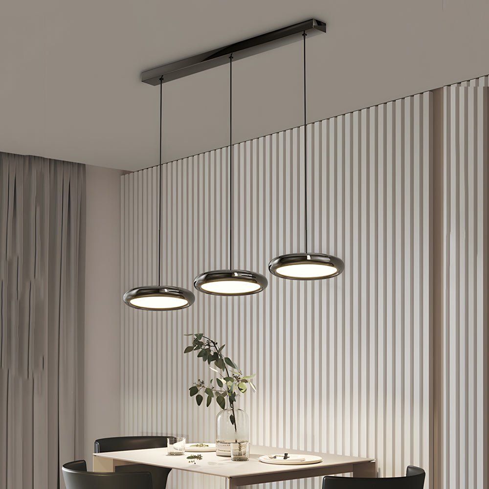 Modern Round Metallic LED Pendant Light - Black or Chrome Finish