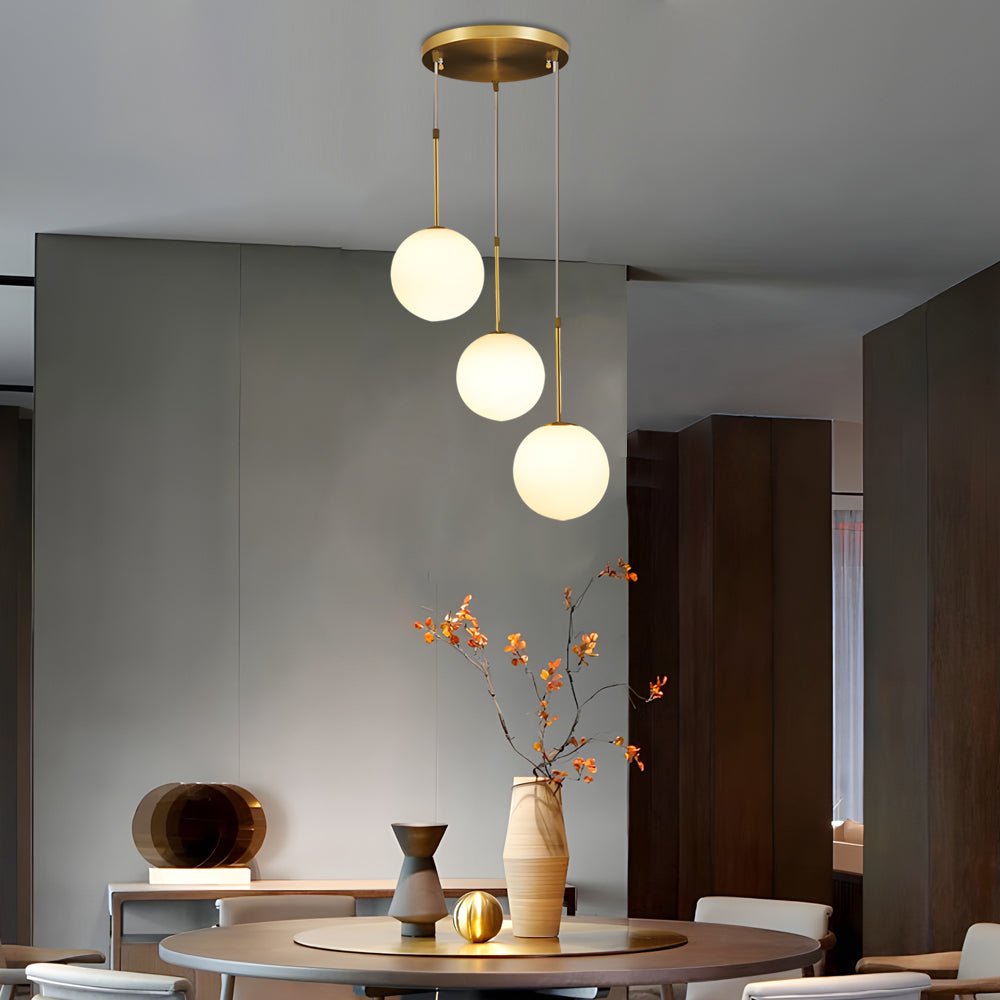 Modern Glass Globe Pendant Light in Gold Finish – 1 or 3 Lights