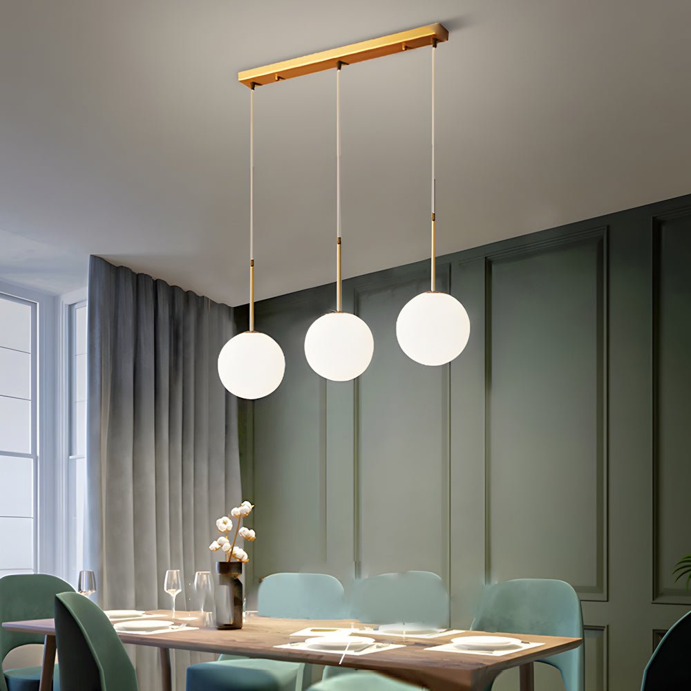 Modern Glass Globe Pendant Light in Gold Finish – 1 or 3 Lights