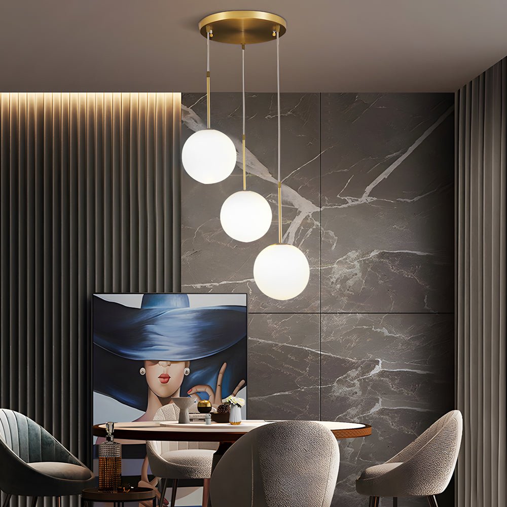 Modern Glass Globe Pendant Light in Gold Finish – 1 or 3 Lights
