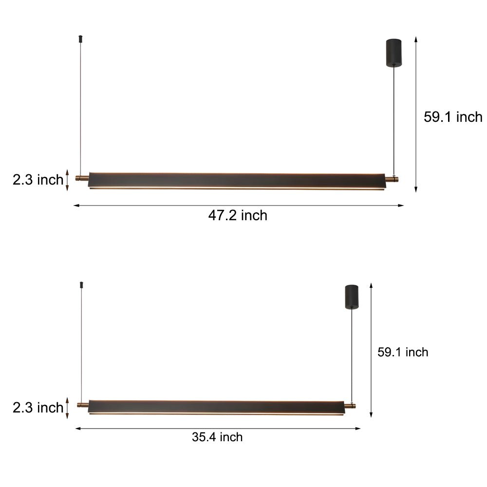 Modern Linear LED Pendant Light - Black Aluminum Kitchen Island