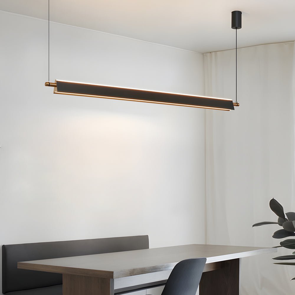 Modern Linear LED Pendant Light - Black Aluminum Kitchen Island