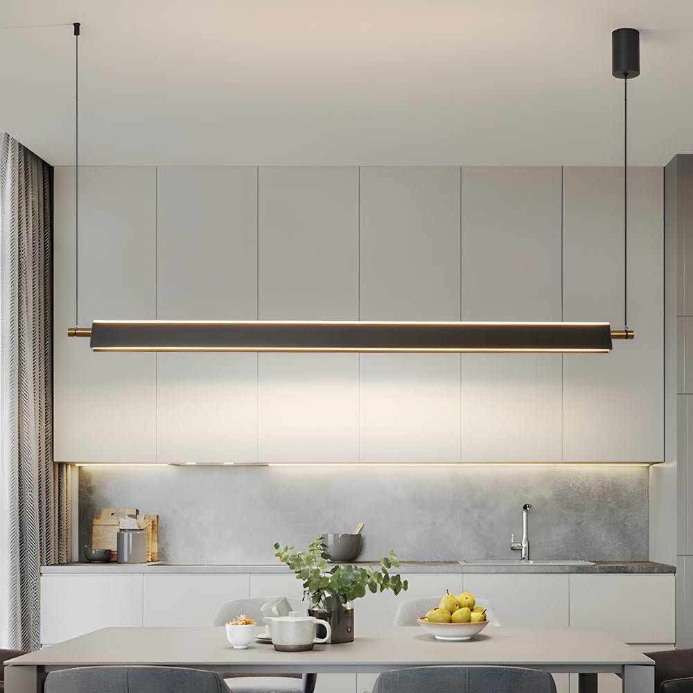 Modern Linear LED Pendant Light - Black Aluminum Kitchen Island
