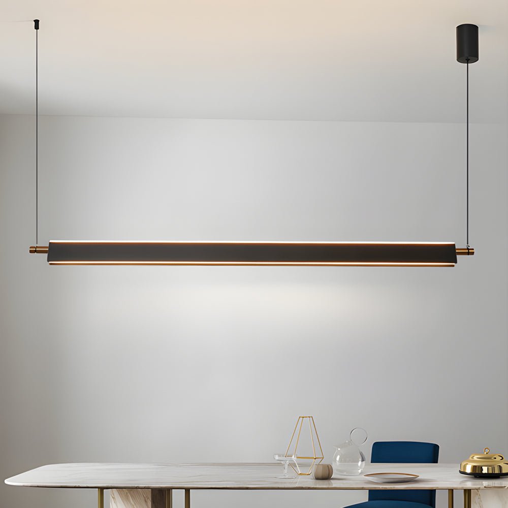 Modern Linear LED Pendant Light - Black Aluminum Kitchen Island