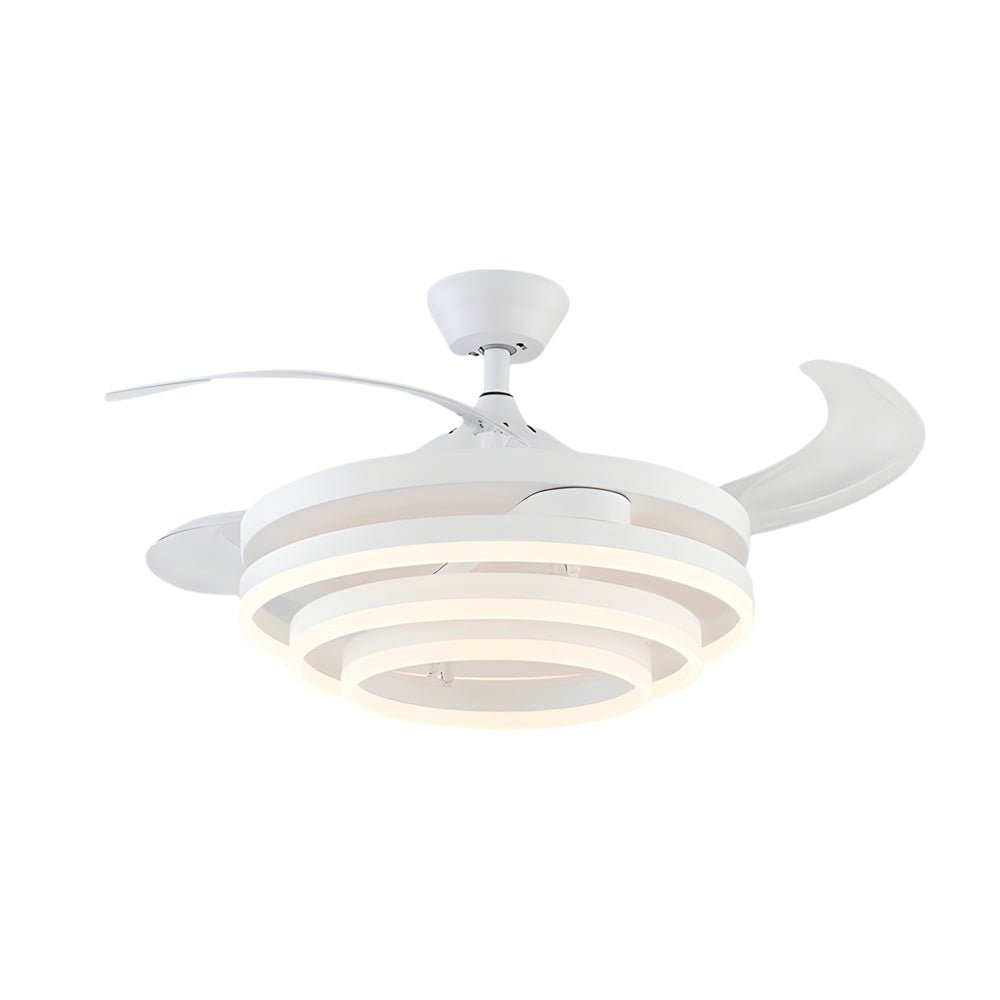 Modern Retractable Ceiling Fan with Dimmable LED Light & Remote