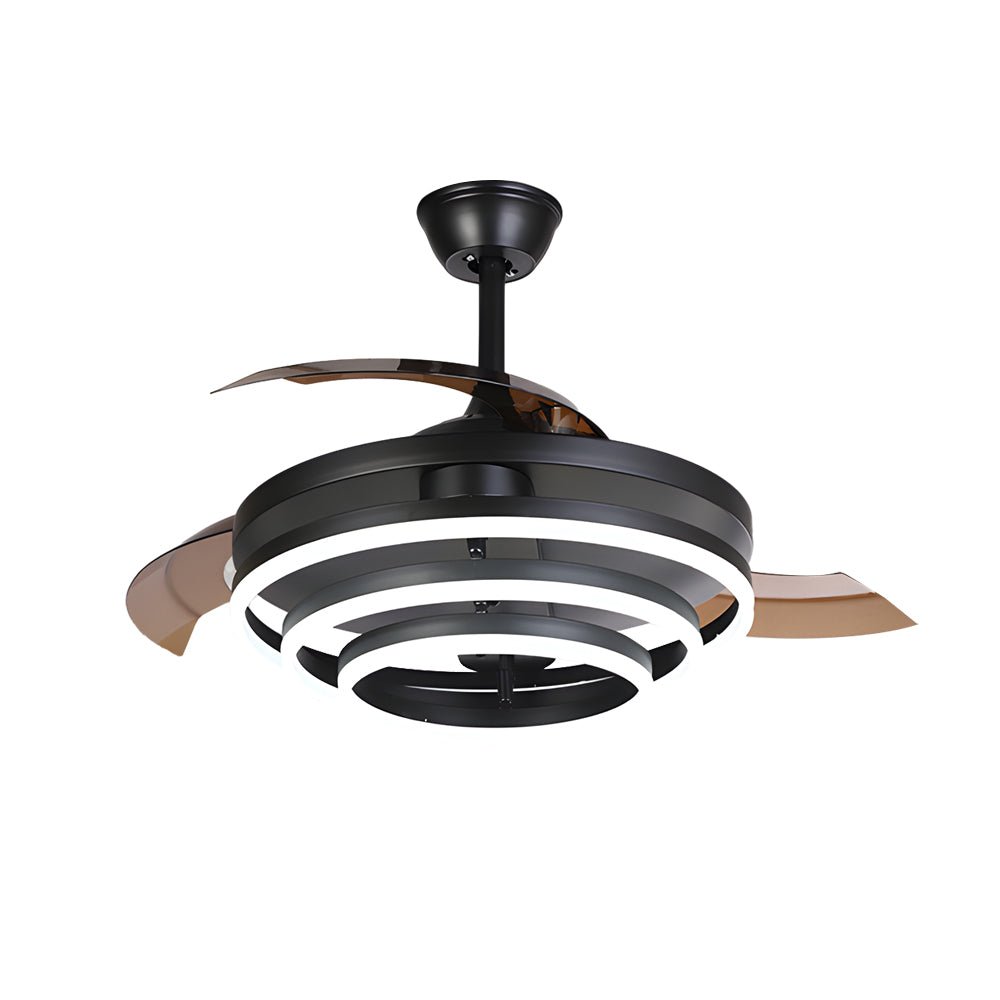 Modern Retractable Ceiling Fan with Dimmable LED Light & Remote
