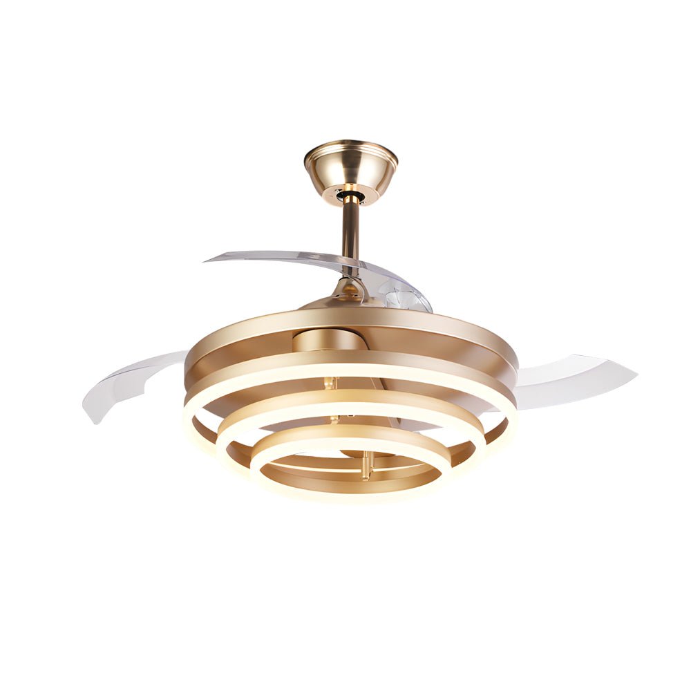 Modern Retractable Ceiling Fan with Dimmable LED Light & Remote