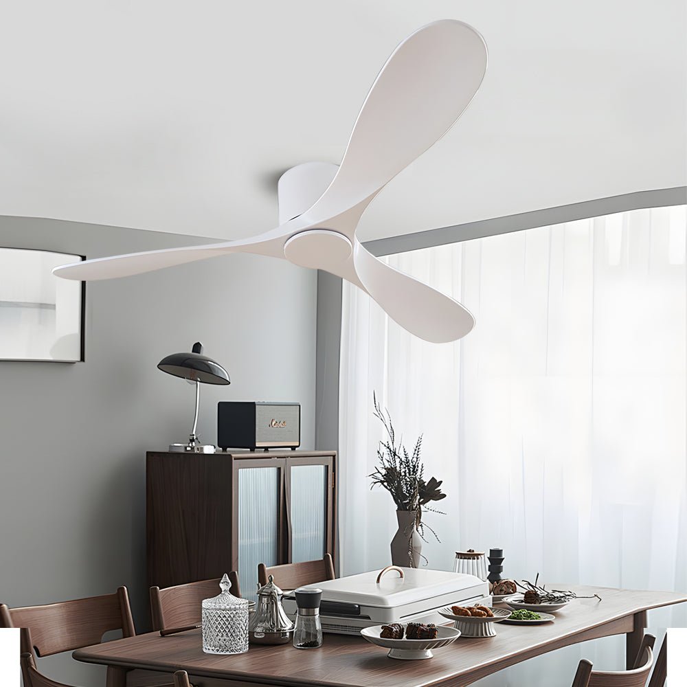 Modern 52-Inch 3-Blade Flush Mount Ceiling Fan - White