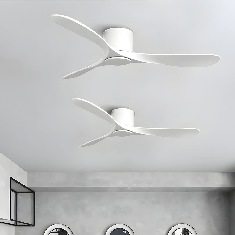 Modern 52-Inch 3-Blade Flush Mount Ceiling Fan - White