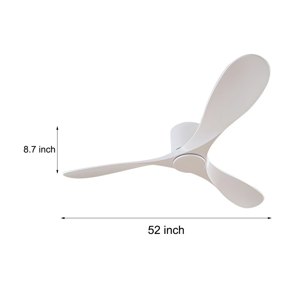 Modern 52-Inch 3-Blade Flush Mount Ceiling Fan - White