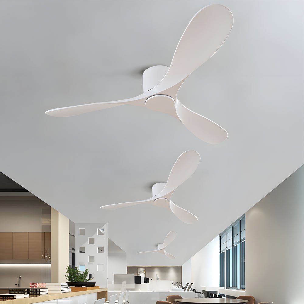 Modern 52-Inch 3-Blade Flush Mount Ceiling Fan - White