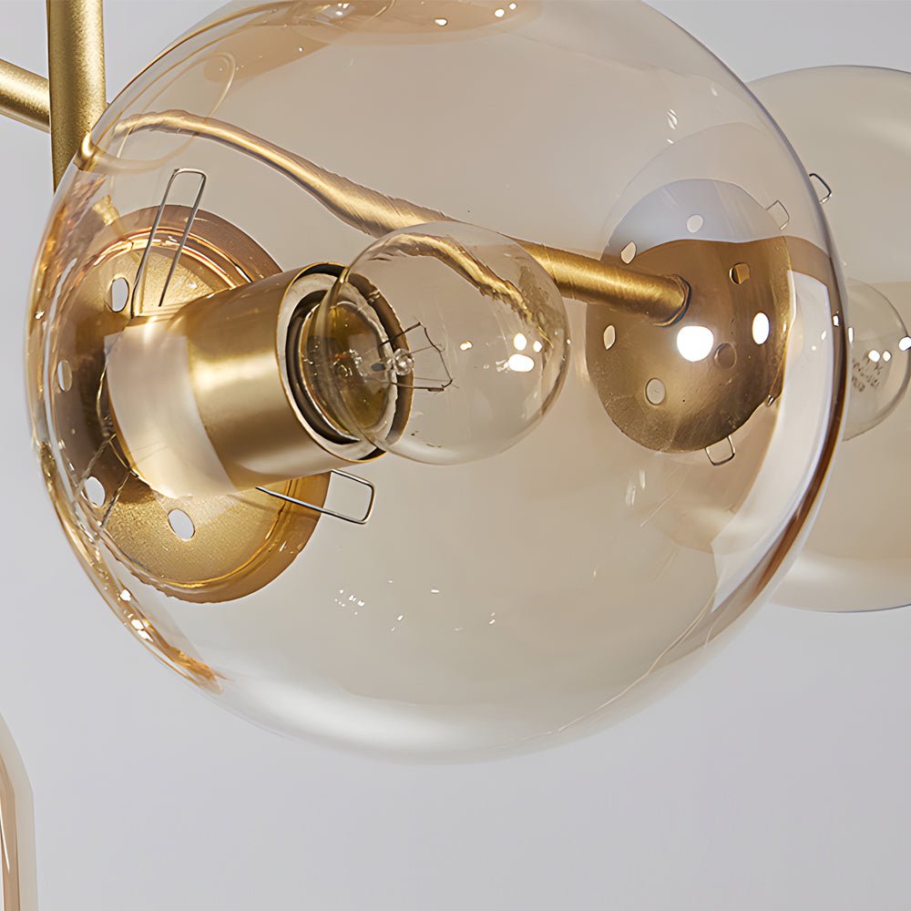 6-Light Semi-Flush Mount Chandelier with Glass Spheres