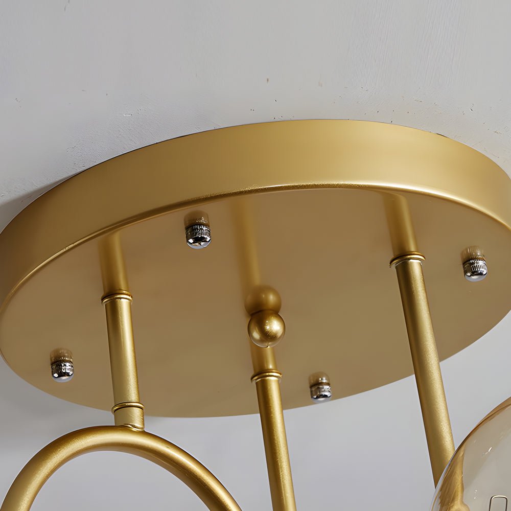 6-Light Semi-Flush Mount Chandelier with Glass Spheres