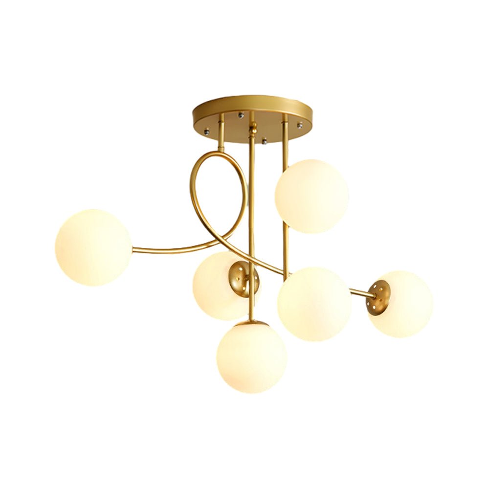 6-Light Semi-Flush Mount Chandelier with Glass Spheres