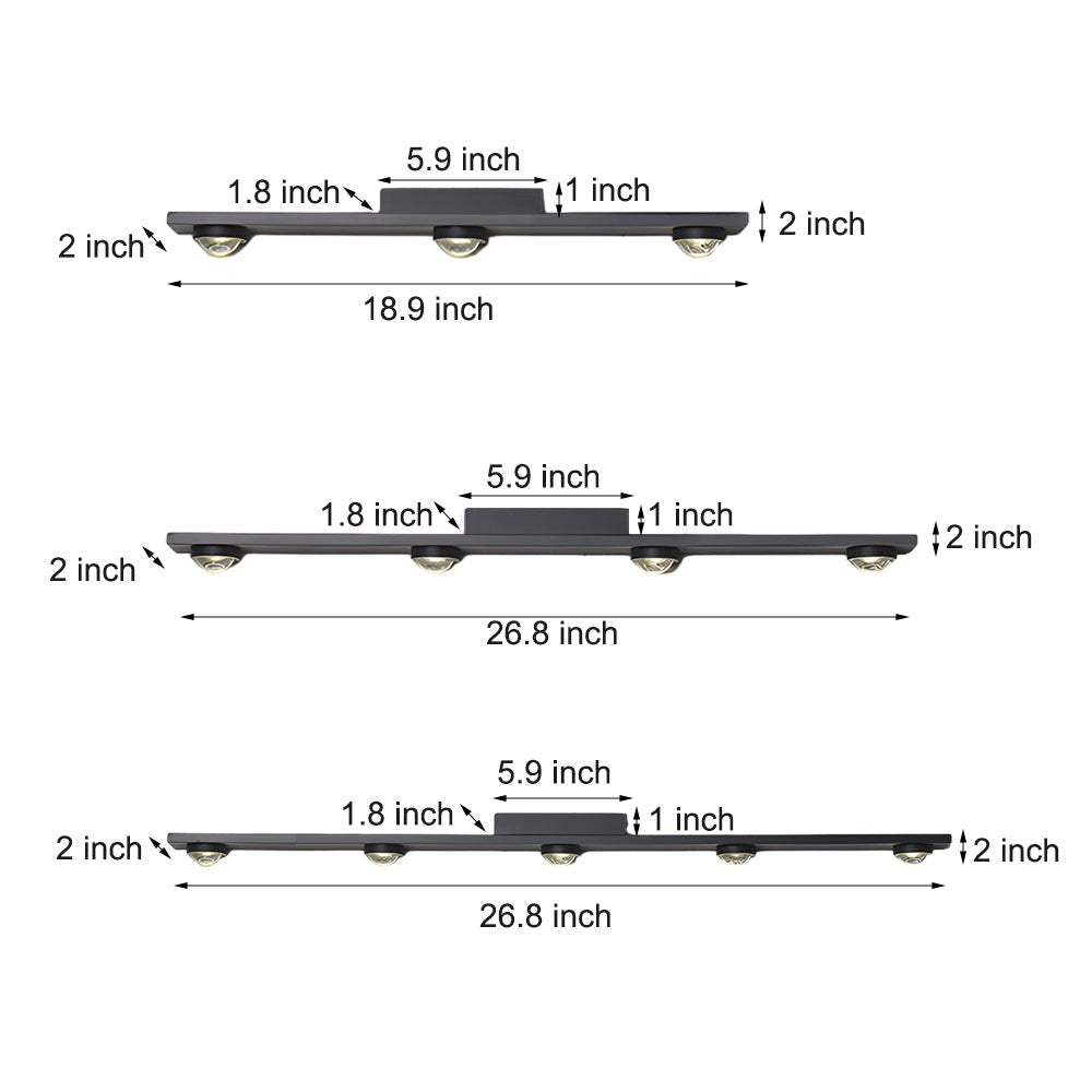 Modern Black Aluminum Wall-Washing LED Ceiling Light - 3/4/5 Light