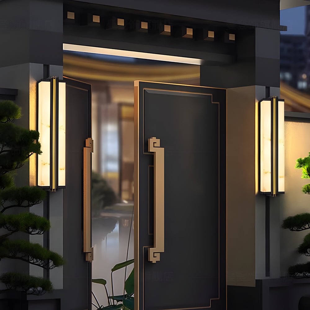 Modern LED Outdoor Wall Light with Marble Resin Shade