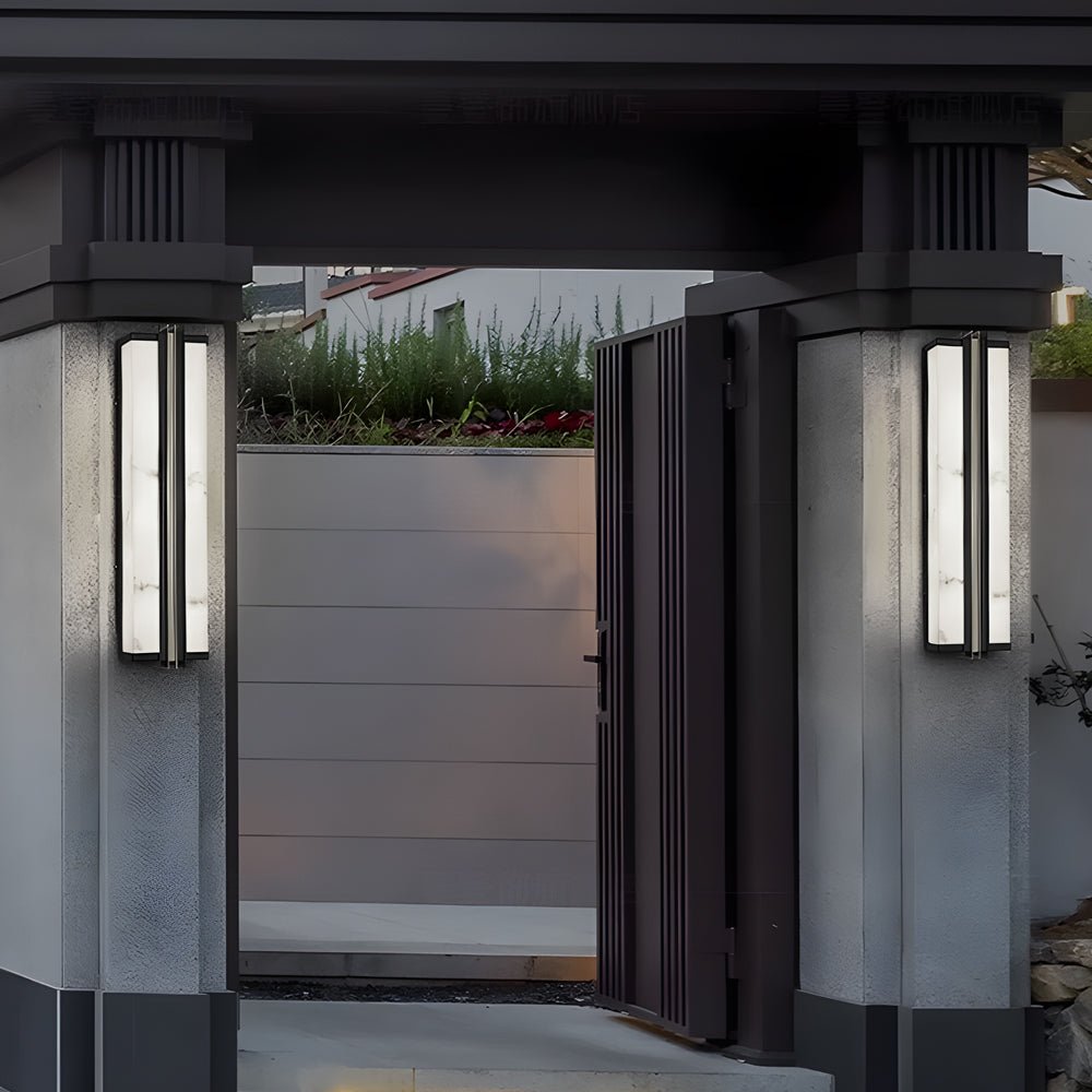 Modern LED Outdoor Wall Light with Marble Resin Shade