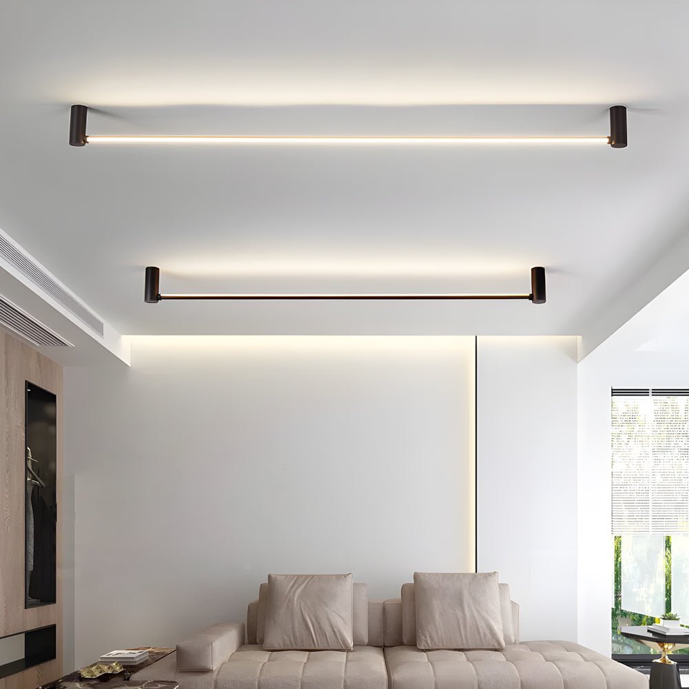 Modern Black LED Linear Ceiling Light - Adjustable 330° Rotation