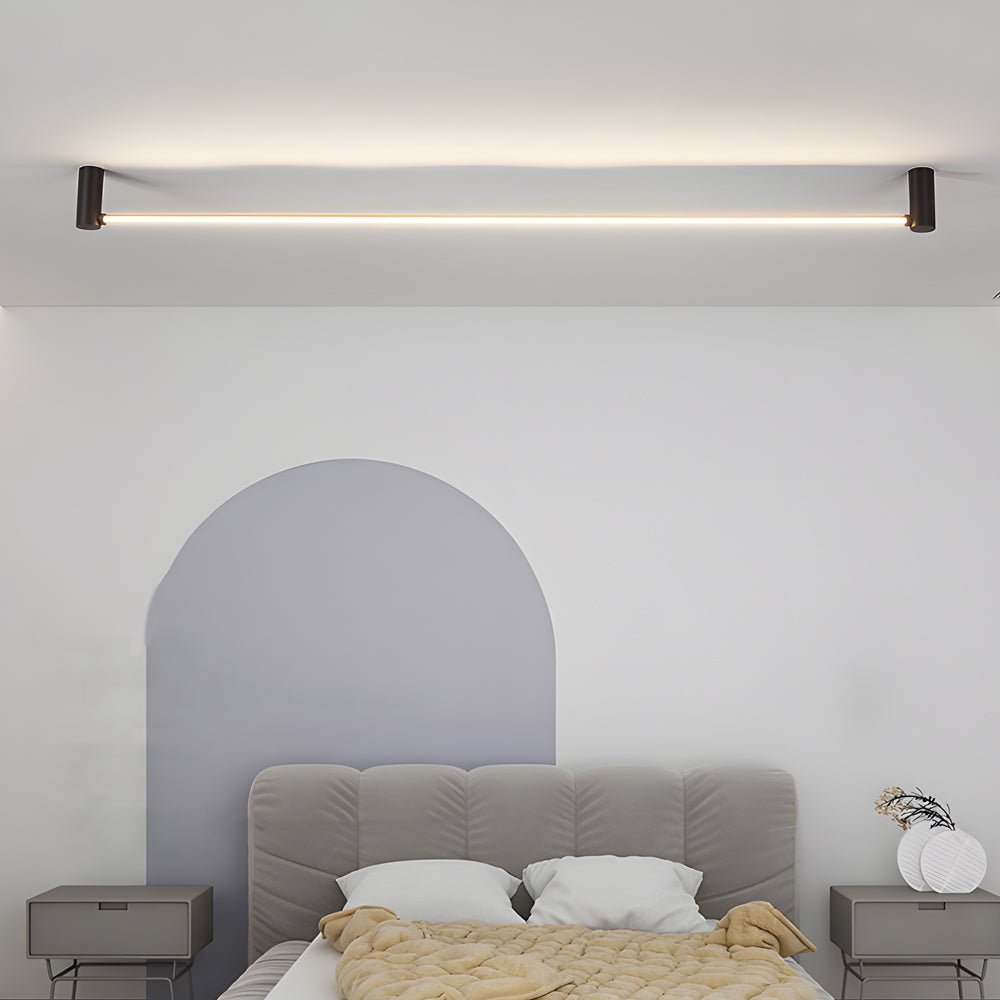Modern Black LED Linear Ceiling Light - Adjustable 330° Rotation
