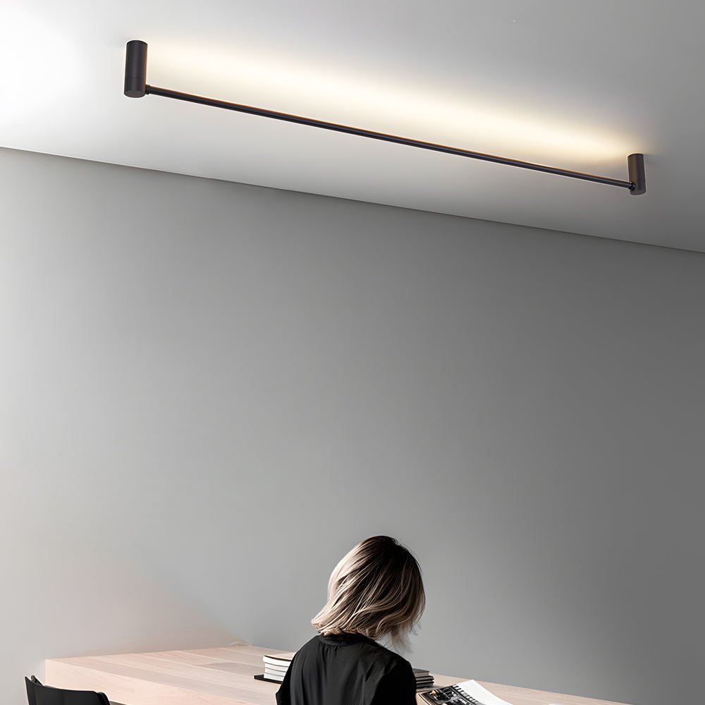 Modern Black LED Linear Ceiling Light - Adjustable 330° Rotation
