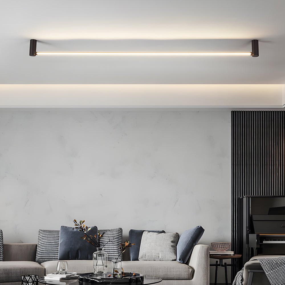 Modern Black LED Linear Ceiling Light - Adjustable 330° Rotation