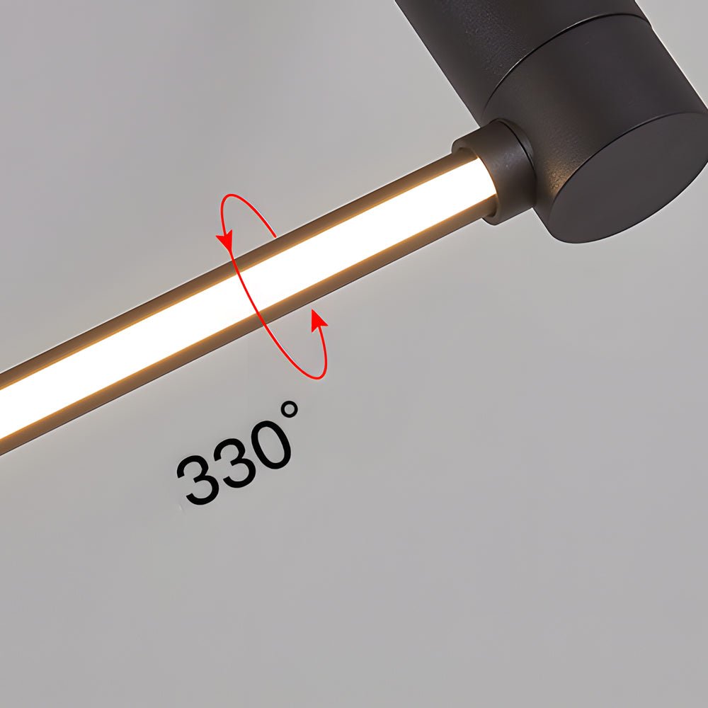 Modern Black LED Linear Ceiling Light - Adjustable 330° Rotation