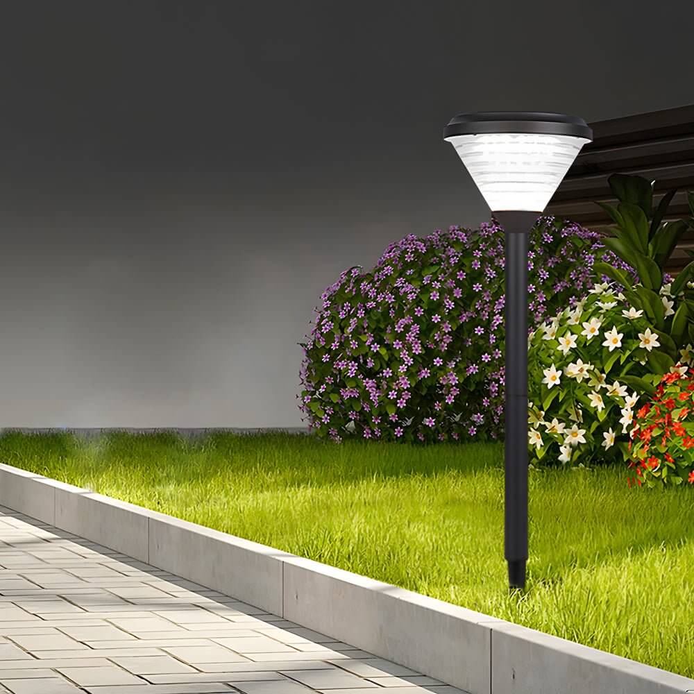 Modern Black LED Solar Pathway Light 27.6-Inch Aluminum Outdoor