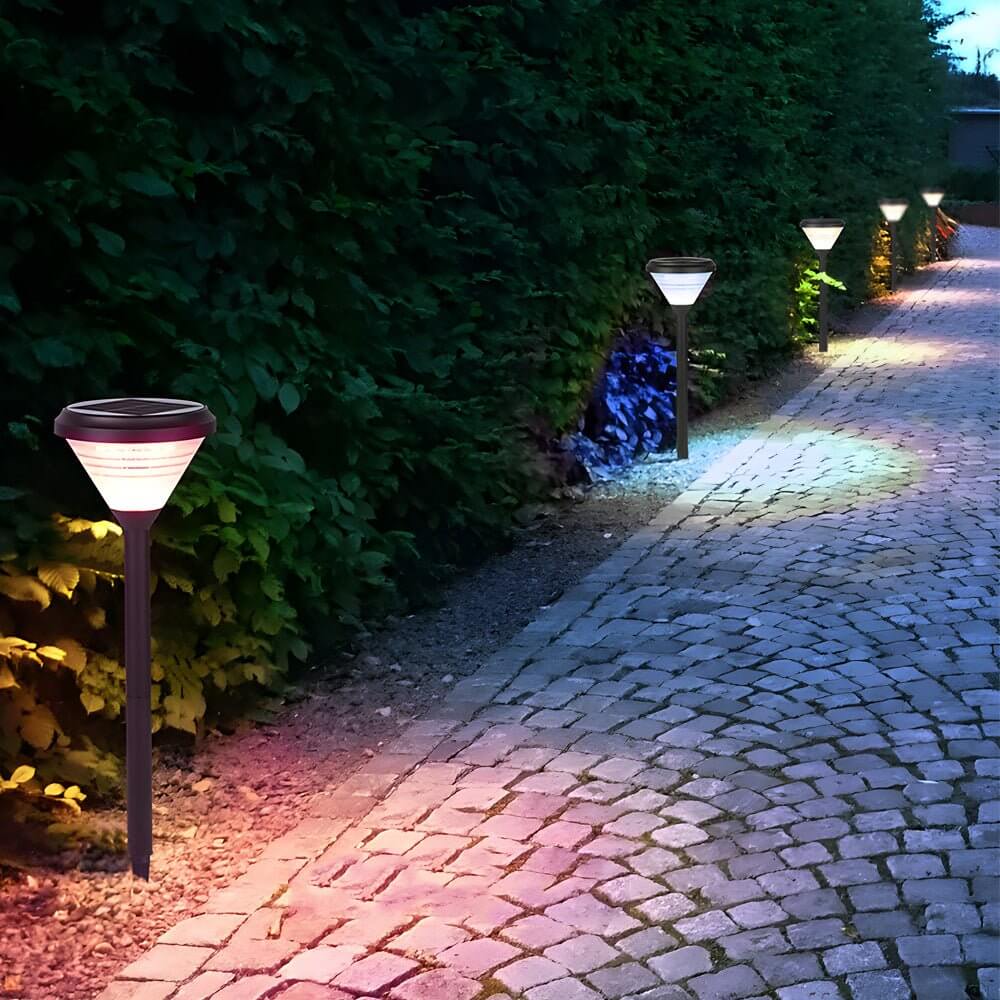 Modern Black LED Solar Pathway Light 27.6-Inch Aluminum Outdoor