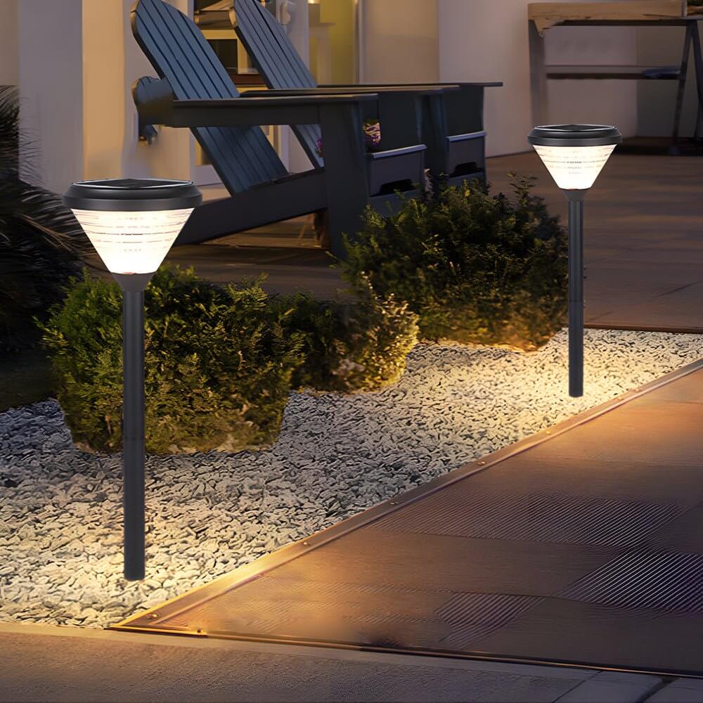 Modern Black LED Solar Pathway Light 27.6-Inch Aluminum Outdoor