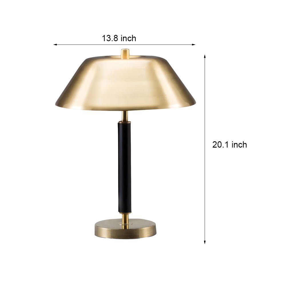 Modern Brass & Black Metal Table Lamp with Dome Shade