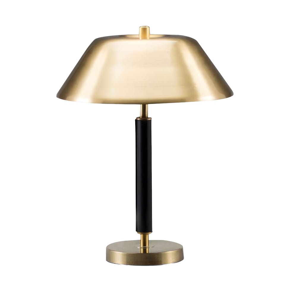 Modern Brass & Black Metal Table Lamp with Dome Shade