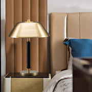Modern Brass & Black Metal Table Lamp with Dome Shade