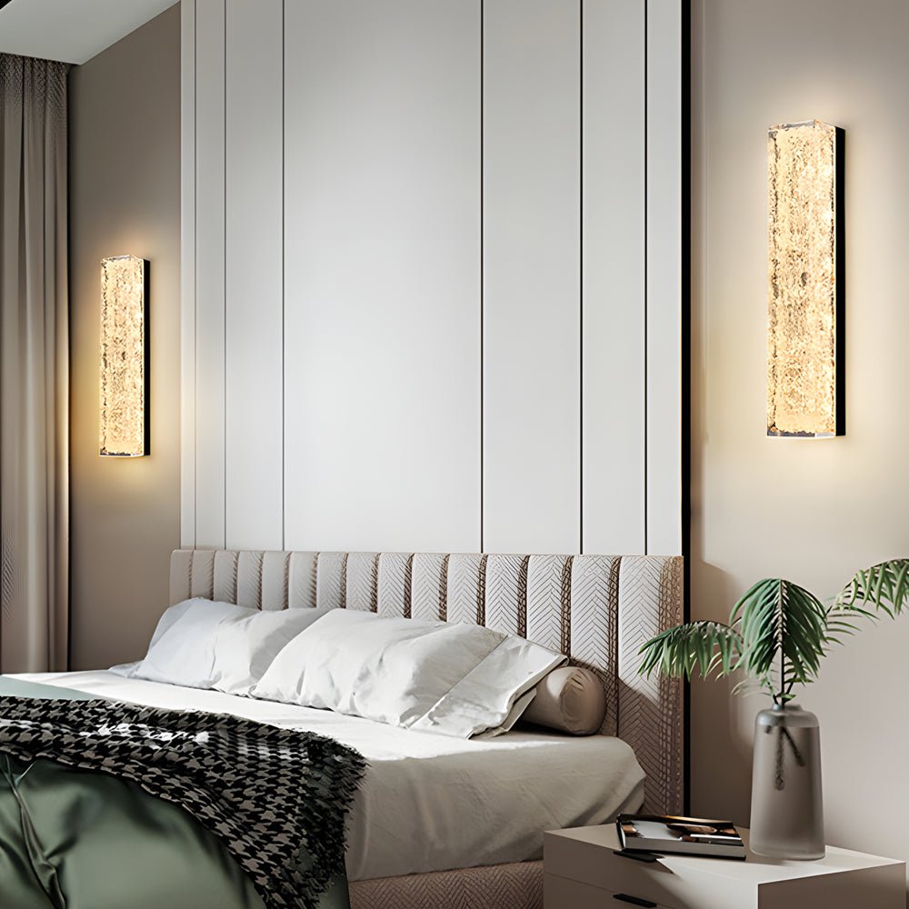 Modern Brass LED Wall Sconce with Ice Resin Shade - Linear Design
