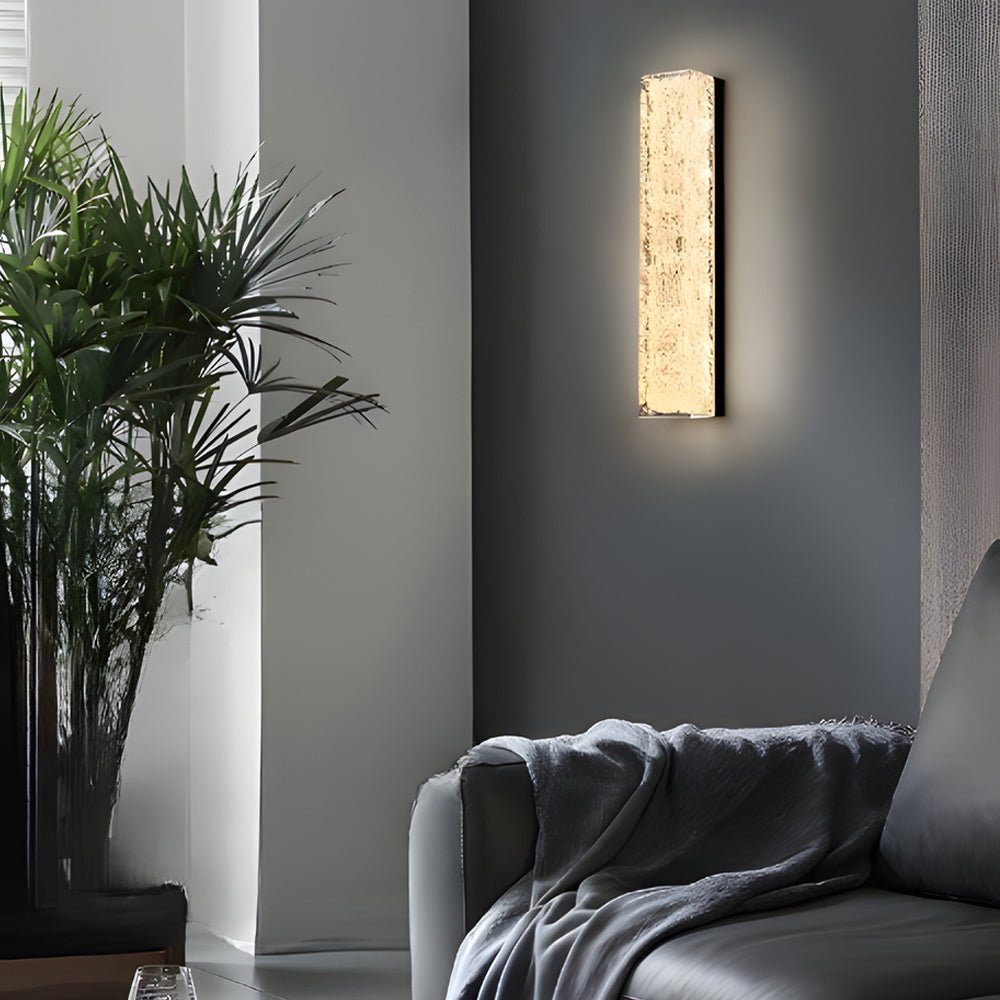 Modern Brass LED Wall Sconce with Ice Resin Shade - Linear Design
