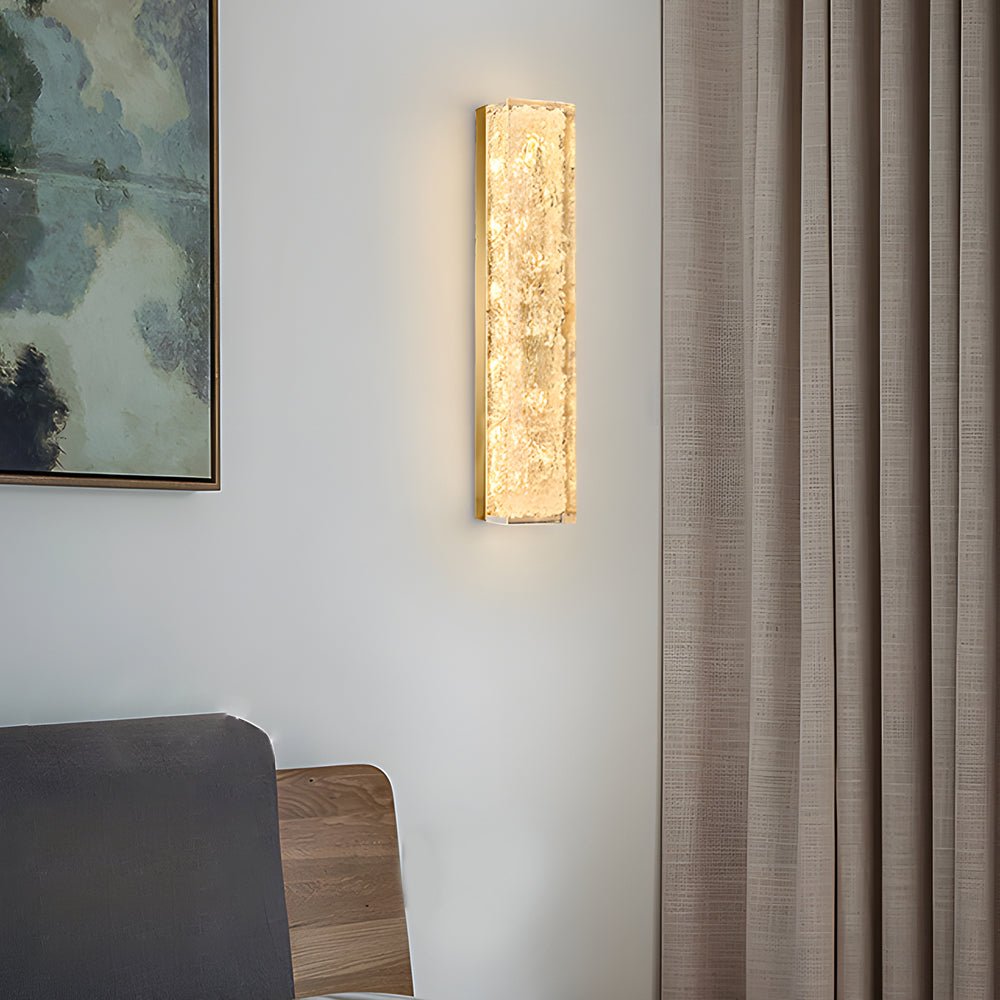 Modern Brass LED Wall Sconce with Ice Resin Shade - Linear Design