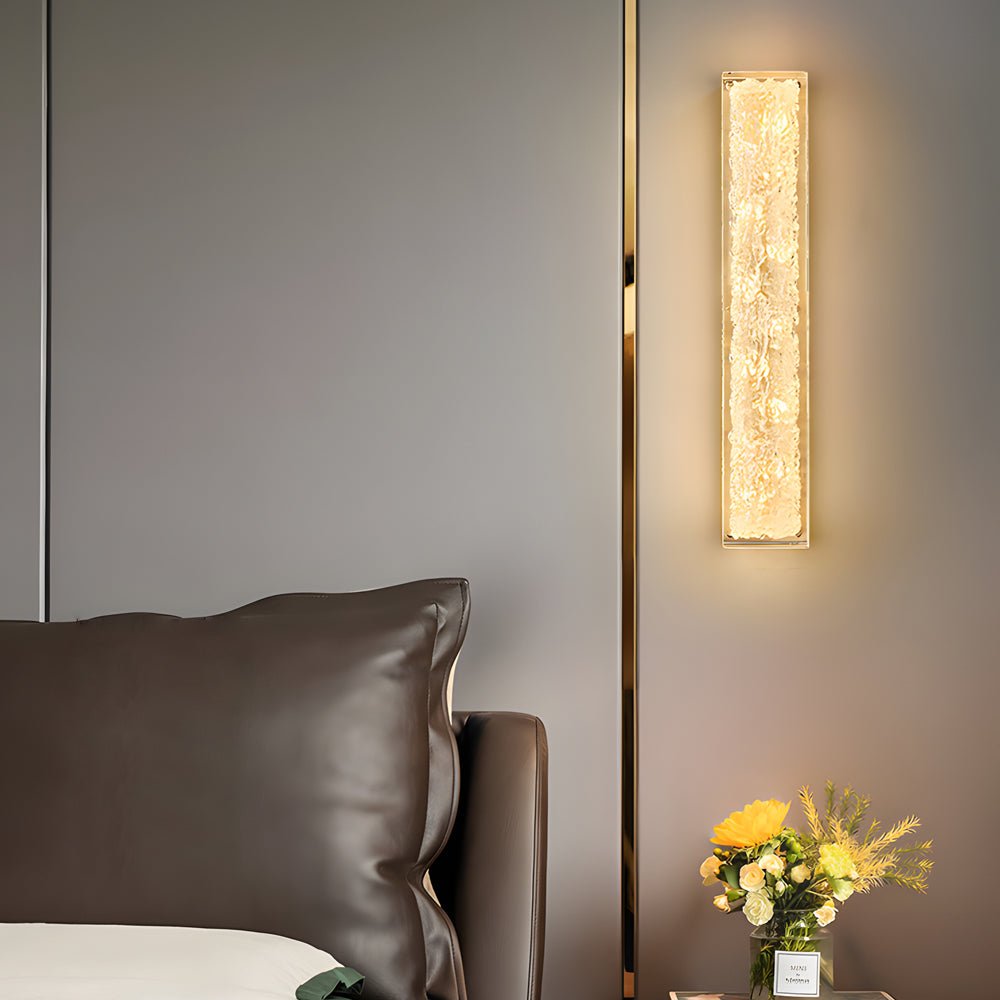 Modern Brass LED Wall Sconce with Ice Resin Shade - Linear Design