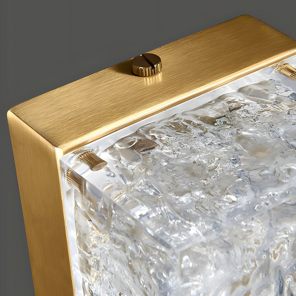 Modern Brass LED Wall Sconce with Ice Resin Shade - Linear Design