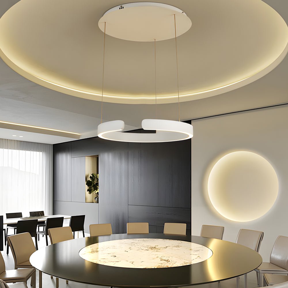 Modern C-Shaped Ring Pendant Light with Adjustable Height