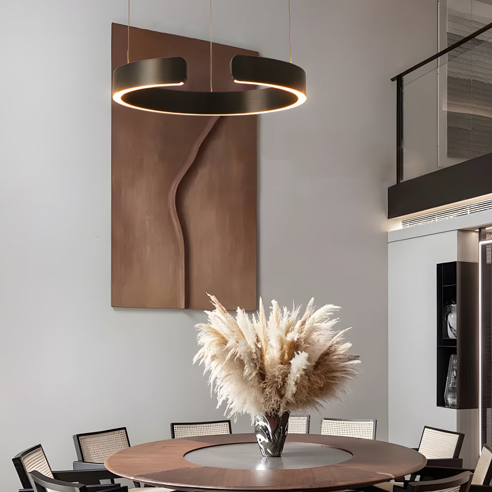 Modern C-Shaped Ring Pendant Light with Adjustable Height