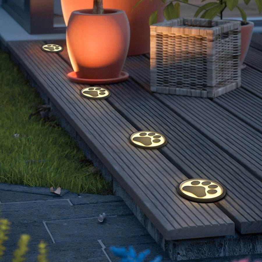 Cat Paw Print LED Recessed Deck Lights - Outdoor Ground Lighting