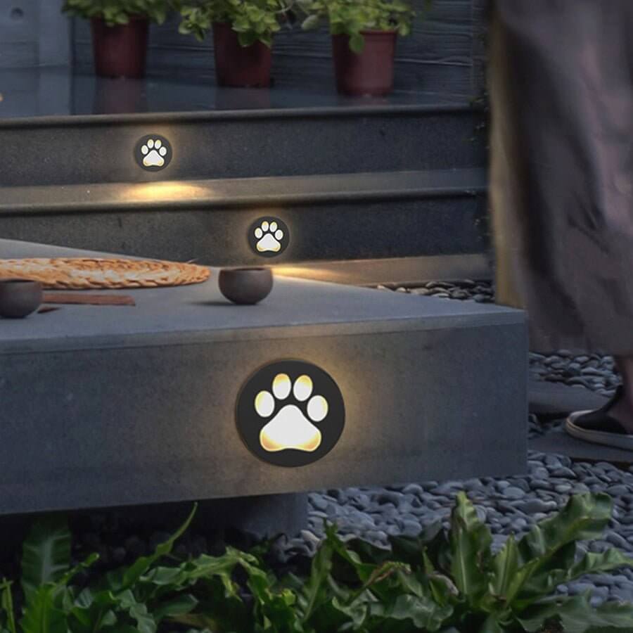 Cat Paw Print LED Recessed Deck Lights - Outdoor Ground Lighting