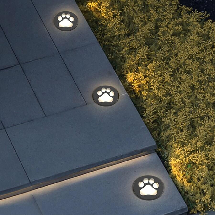 Cat Paw Print LED Recessed Deck Lights - Outdoor Ground Lighting