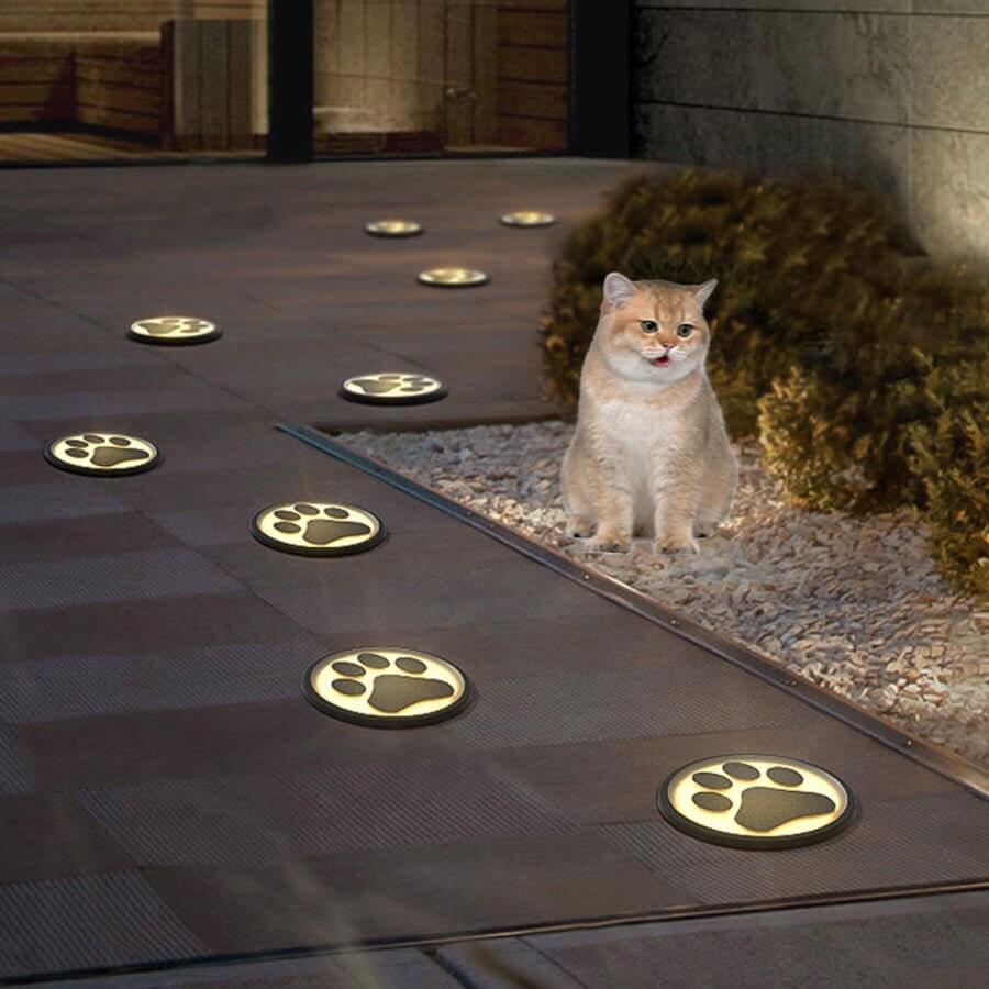 Cat Paw Print LED Recessed Deck Lights - Outdoor Ground Lighting