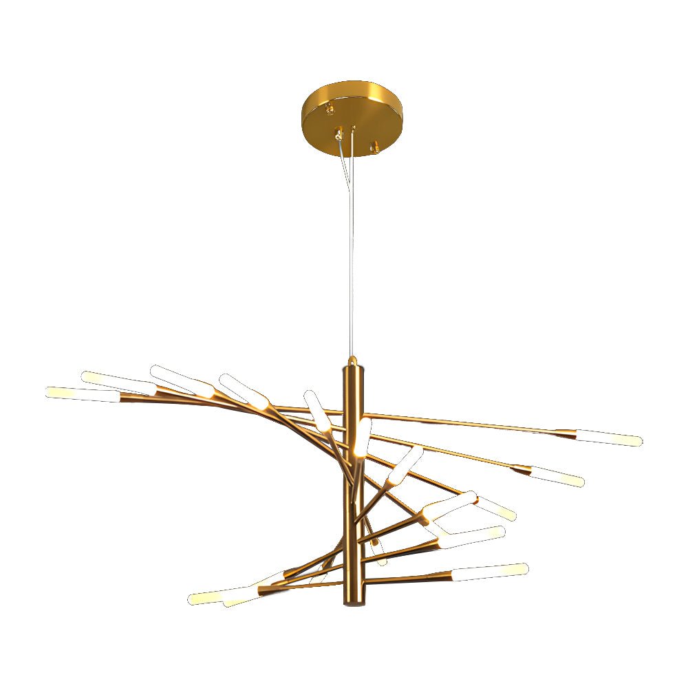 Modern Rotating Fireworks Chandelier Black Gold LED Dimmable