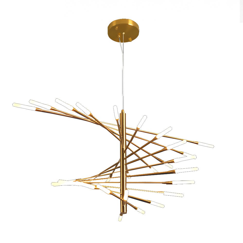 Modern Rotating Fireworks Chandelier Black Gold LED Dimmable
