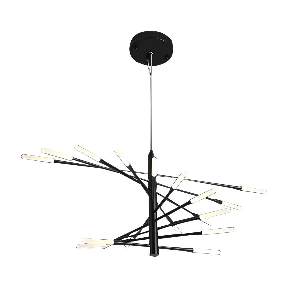 Modern Rotating Fireworks Chandelier Black Gold LED Dimmable