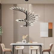 Modern Rotating Fireworks Chandelier Black Gold LED Dimmable