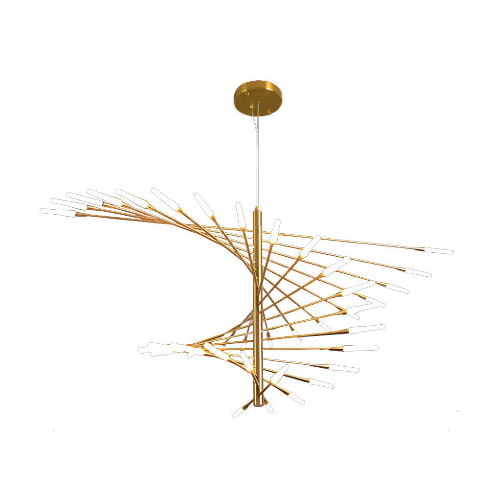 Modern Rotating Fireworks Chandelier Black Gold LED Dimmable